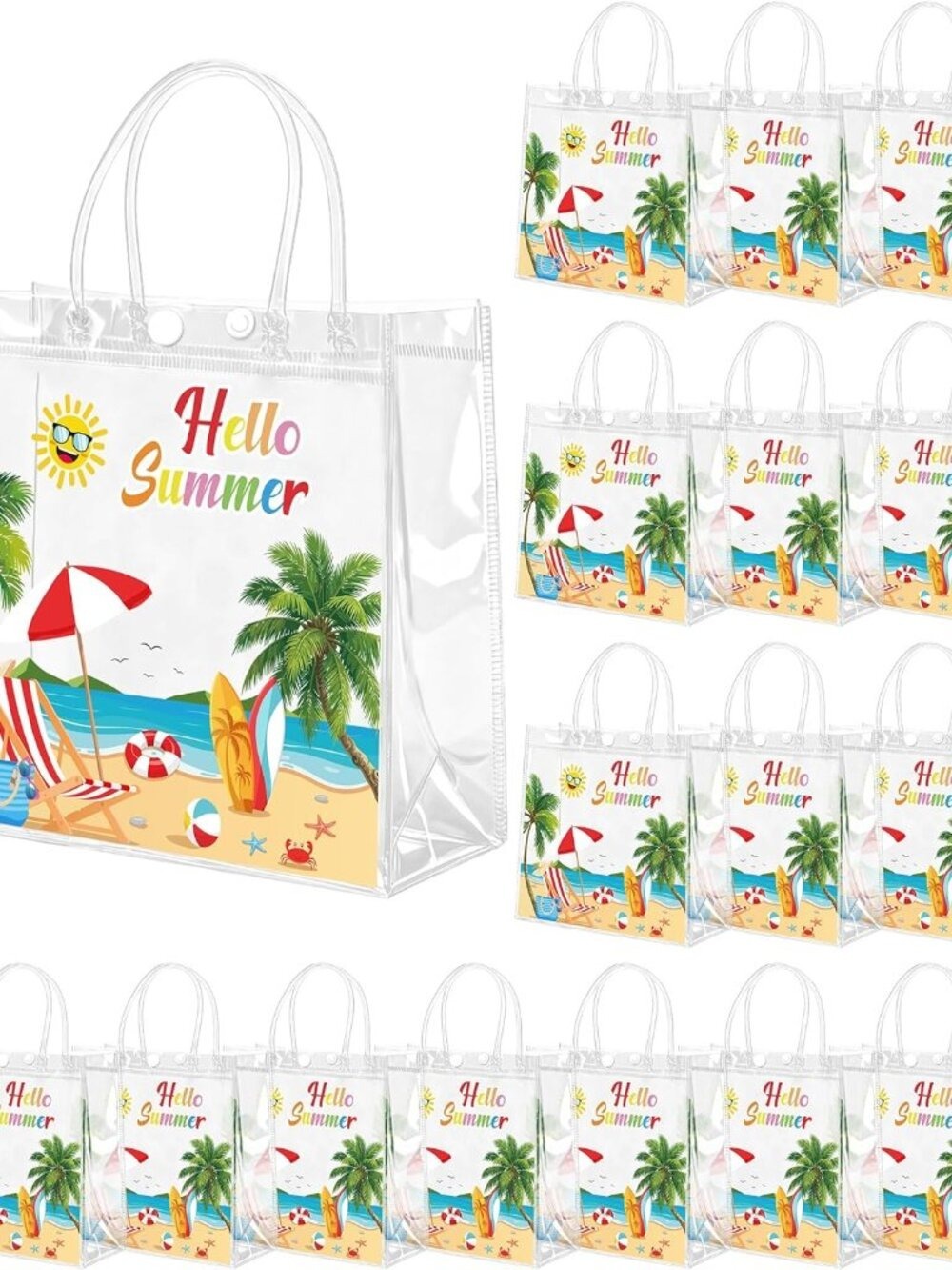 One Piece "Hello Summer" Transparent PVC Gift Goodie Bag with Handle